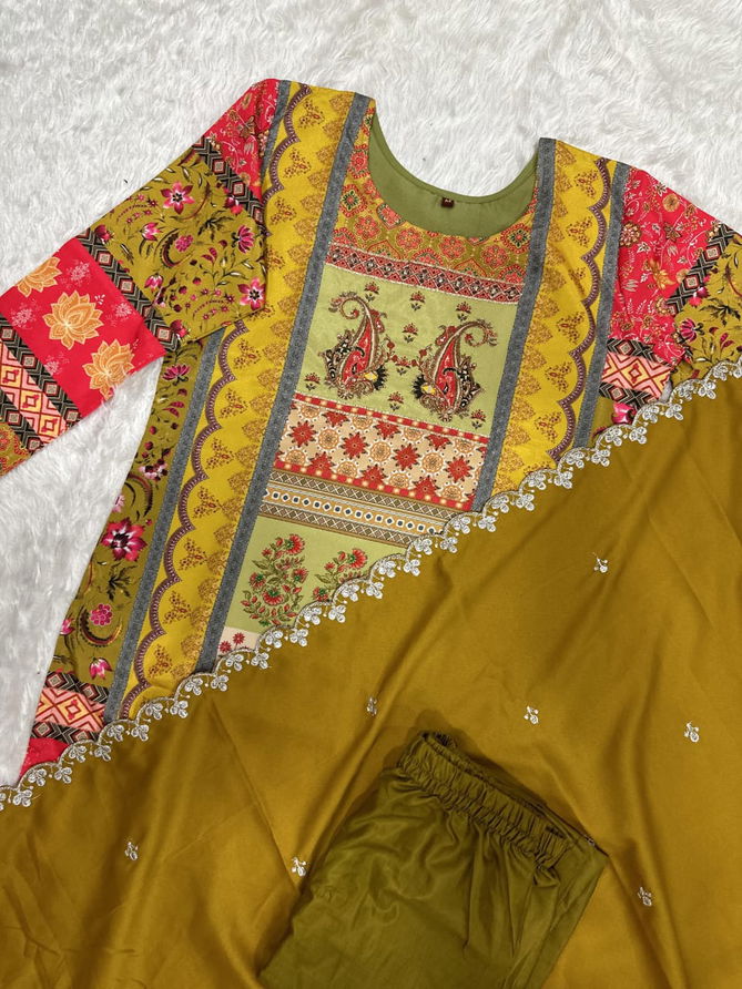 Kalaai Silk Handwork Printed Kurti With Bottom Dupatta Wholesale Market In Surat
